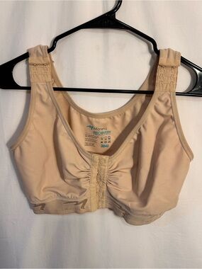 Marena Recovery Front-Closure Support Bra in Beige